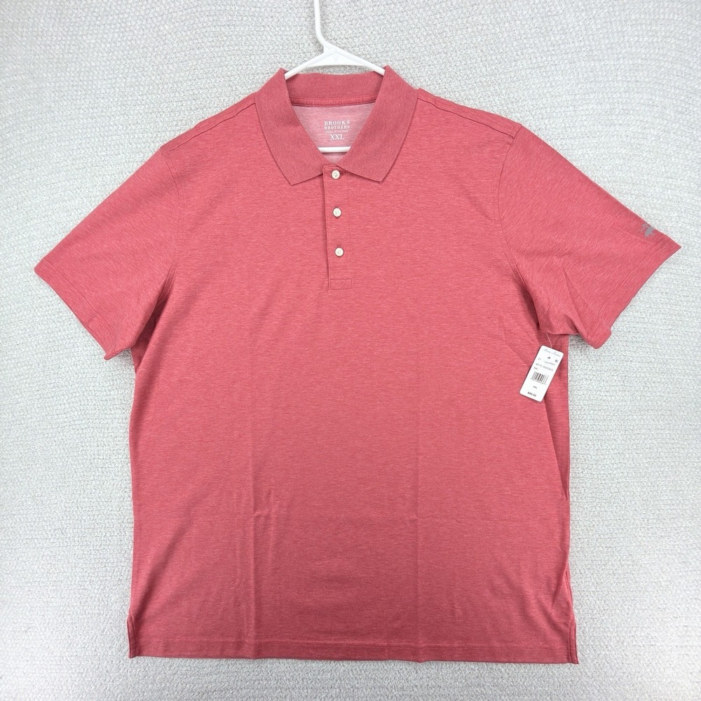 Brooks Brother Polo Shirt Mens 2XL Red Supima Cotton Performance Preppy Casual